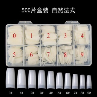 Hộp móng nối trong và đục 1 hộp 500 cái - 2 màu trong đục