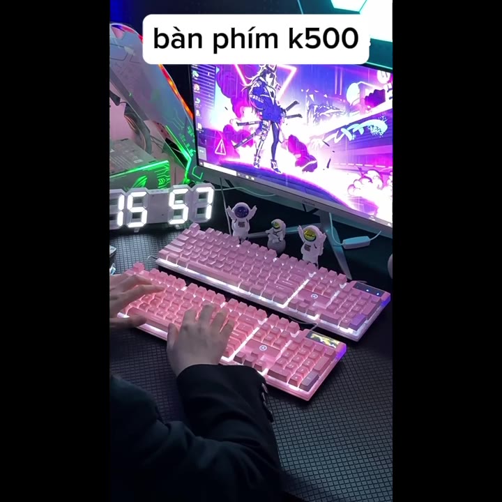 Bàn phím máy tính có dây gaming K500 giả cơ led rgb full 104 key chống nước cho laptop pc văn phòng game thủ | BigBuy360 - bigbuy360.vn