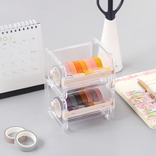 Hộp Nhựa Cắt Băng Keo Washi Tape Trong Suốt (91x71x103mm)