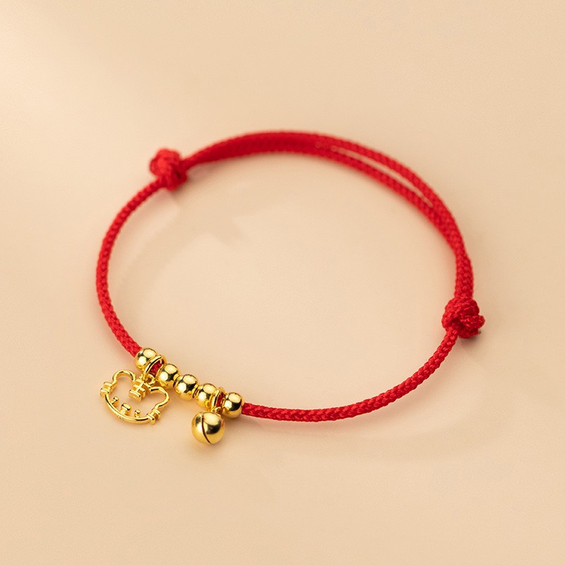 Vòng tay chỉ đỏ bạc 925 charm hổ thần tài may mắn Duyson [SKU]