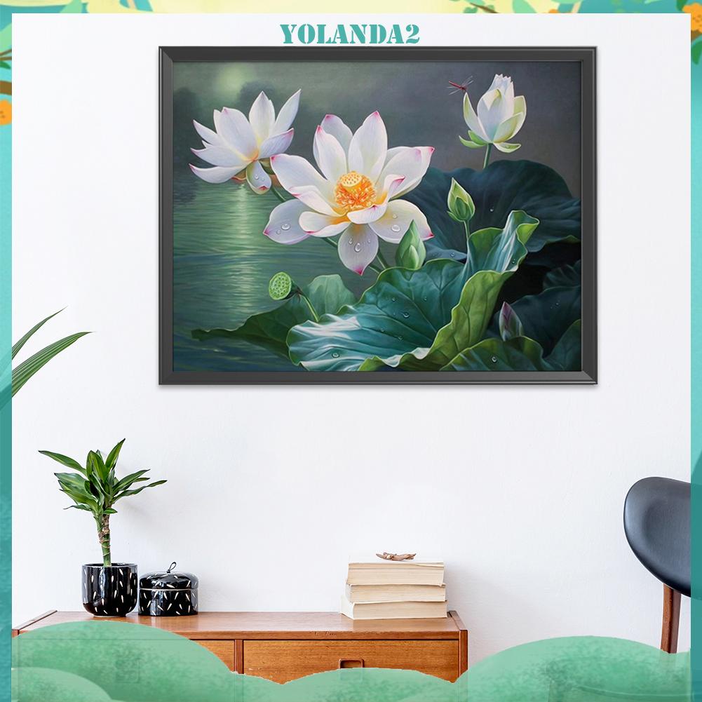 Tranh Thêu Chữ Thập 11ct 50x40cm Hình Hoa Sen Tinh Tế