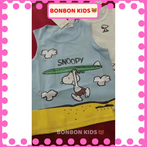 Áo Ba Lỗ Cotton SNOOPY Cho Bé Trai 1, 2, 3, 4, 5 Tuổi Mùa Hè, Áo Ba lỗ Mặc Mùa Hè BONBON KIDS