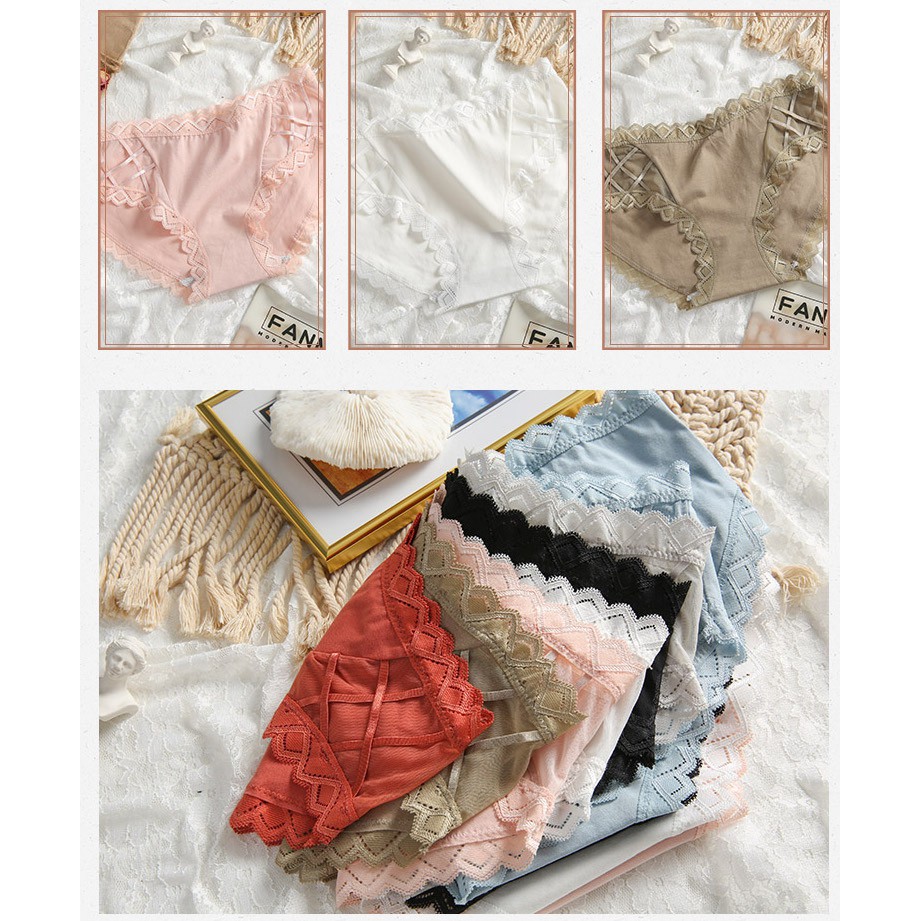 Quần Lót Nữ Cotton Viền Răng Cưa Siêu Mềm Đan Dây Hông Mới Q335 | BigBuy360 - bigbuy360.vn