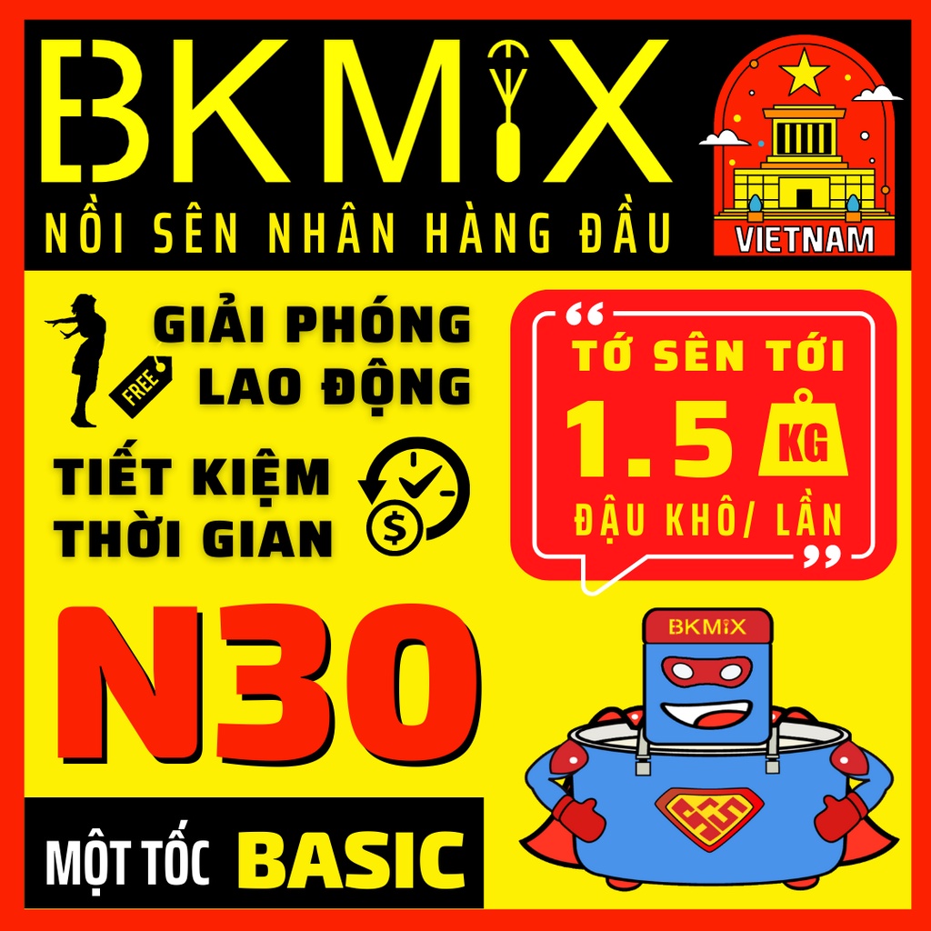 Nồi sên nhân BKMIX 1.5KG N30-MT-BASIC (một tốc)