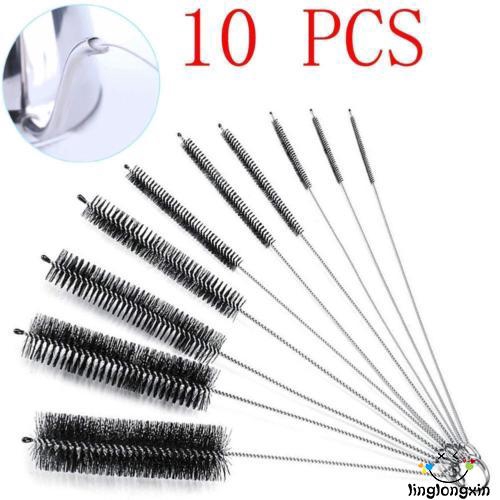 XNG-10PCS Household Stainless Steel Cleaner Brush Test Tube Bottle Straw Washing Cleaning Tool