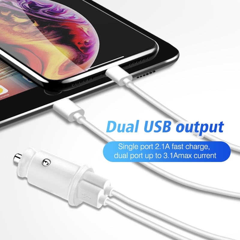 Bộ Sạc Di Động FONKEN Dành Cho Xe Ô Tô Đổi Nguồn USB 2 Cổng 4.8A Cho Huawei Mate30 Pro Xiaomi