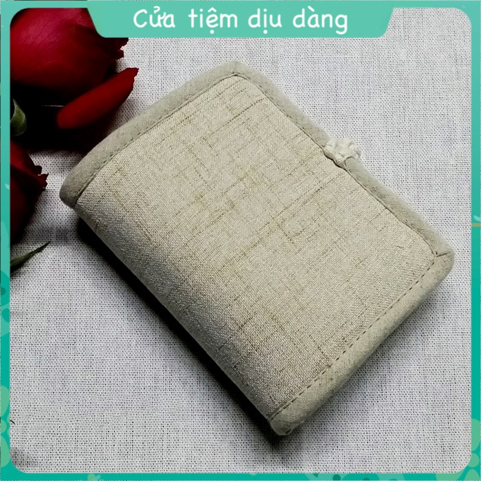 Ví thủ công vải canvas đựng thẻ phong cách tối giản không hoạ tiết cho nữ - mẫu ngắn