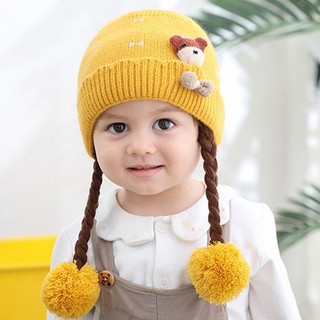 MŨ LEN 2 bím tóc cho bé 3 tháng đến 15 tháng-M62
