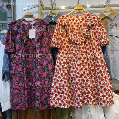 Váy đầm hoa dáng xuông xoè cộc tay