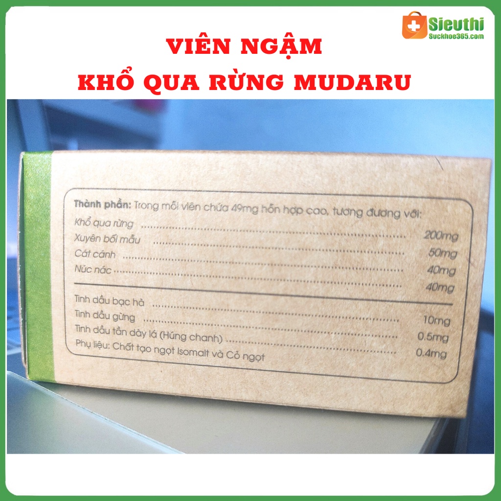 Viên Ngậm Khổ Qua Rừng Mudaru Hộp 20 Viên Không Đường Dành Cho Người Tiểu Đường Siêu Thị Sức Khoẻ 365