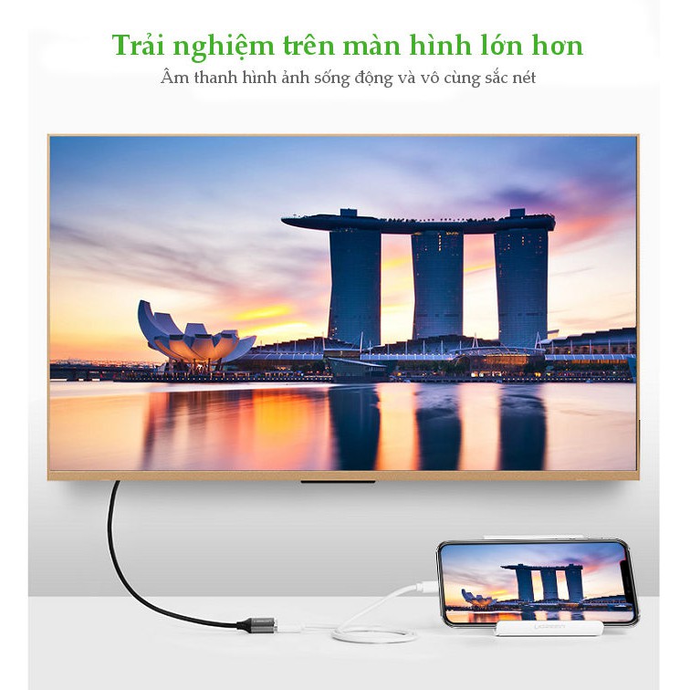 [Mã ELMALL300K giảm 5% đơn 500K] Cáp Chuyển Đổi USB ( micro, lightning, Type-C) Sang HDMI UGREEN 50291 ( dài 1.5m)