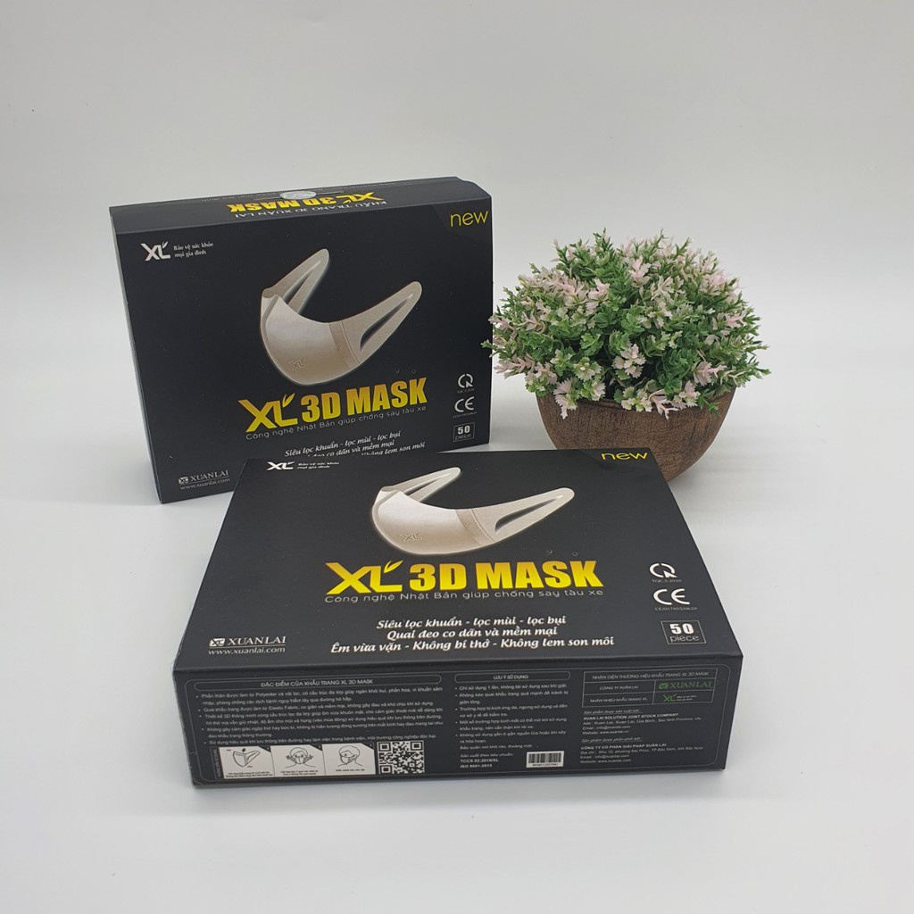 [CHÍNH HÃNG] Khẩu trang 3D Mask Xuân Lai ( vỏ hộp đen New 2021 ) 3 lớp công nghệ Nhật Bản ( 50 cái/ Hộp )