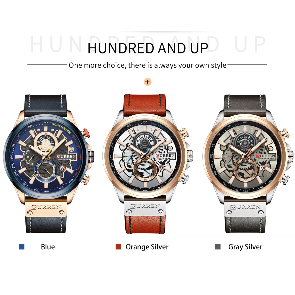 Đồng Hồ Quartz Curren Đa Năng Chống Thấm Nước Với Dây Đeo Da 8380 XS