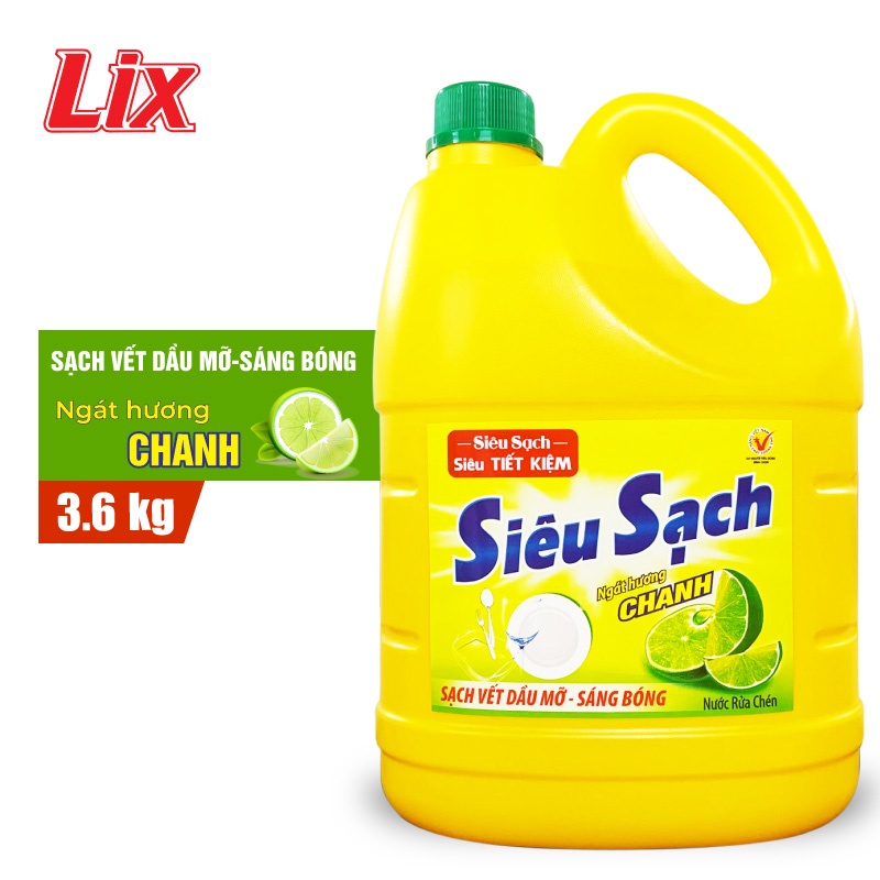 Nước Rửa Chén LIX 3.6 KG Siêu Sạch Hương Chanh - NS360