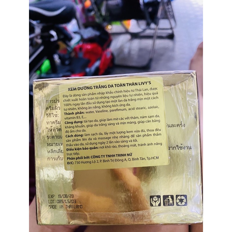 Kem Body Whitening Livy's Thái Lan Vàng SPF 45+++, 250g | BigBuy360 - bigbuy360.vn