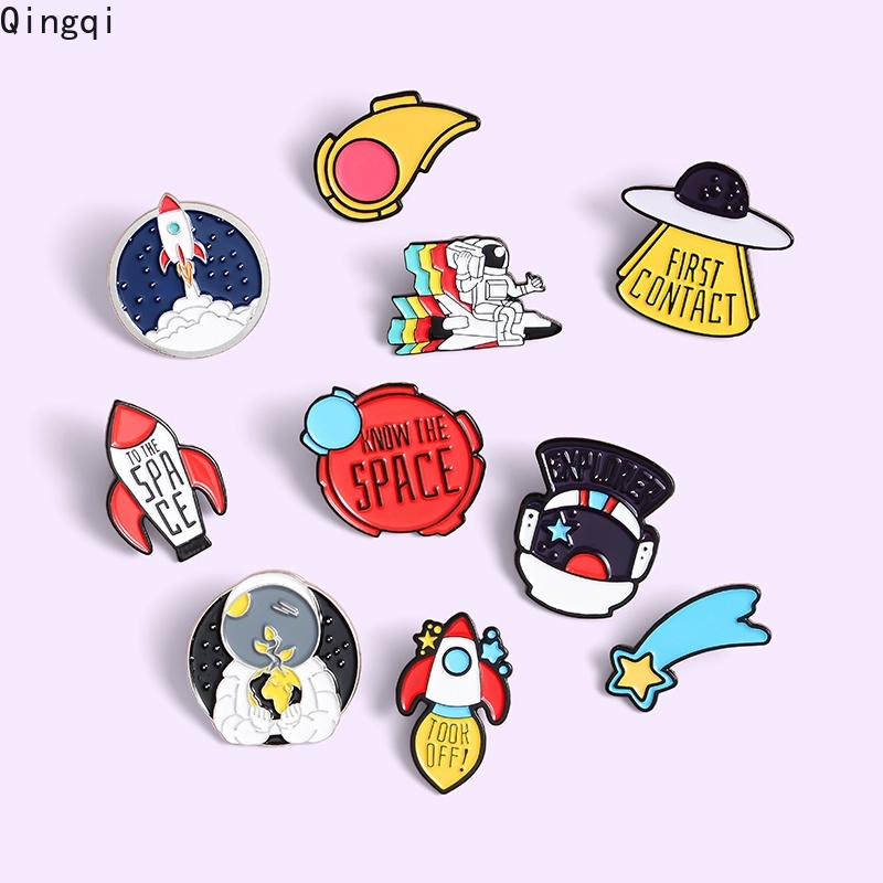 Ghim cài áo Miss Zoe tráng men hình phi hành gia/tàu vũ trụ hoạt hình cho trẻ em