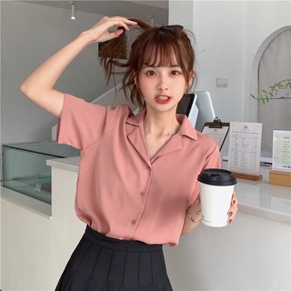 Áo sơ mi nữ cổ vest form rộng kiểu dáng vintage Hàn Quốc freesize dưới 60kg | BigBuy360 - bigbuy360.vn