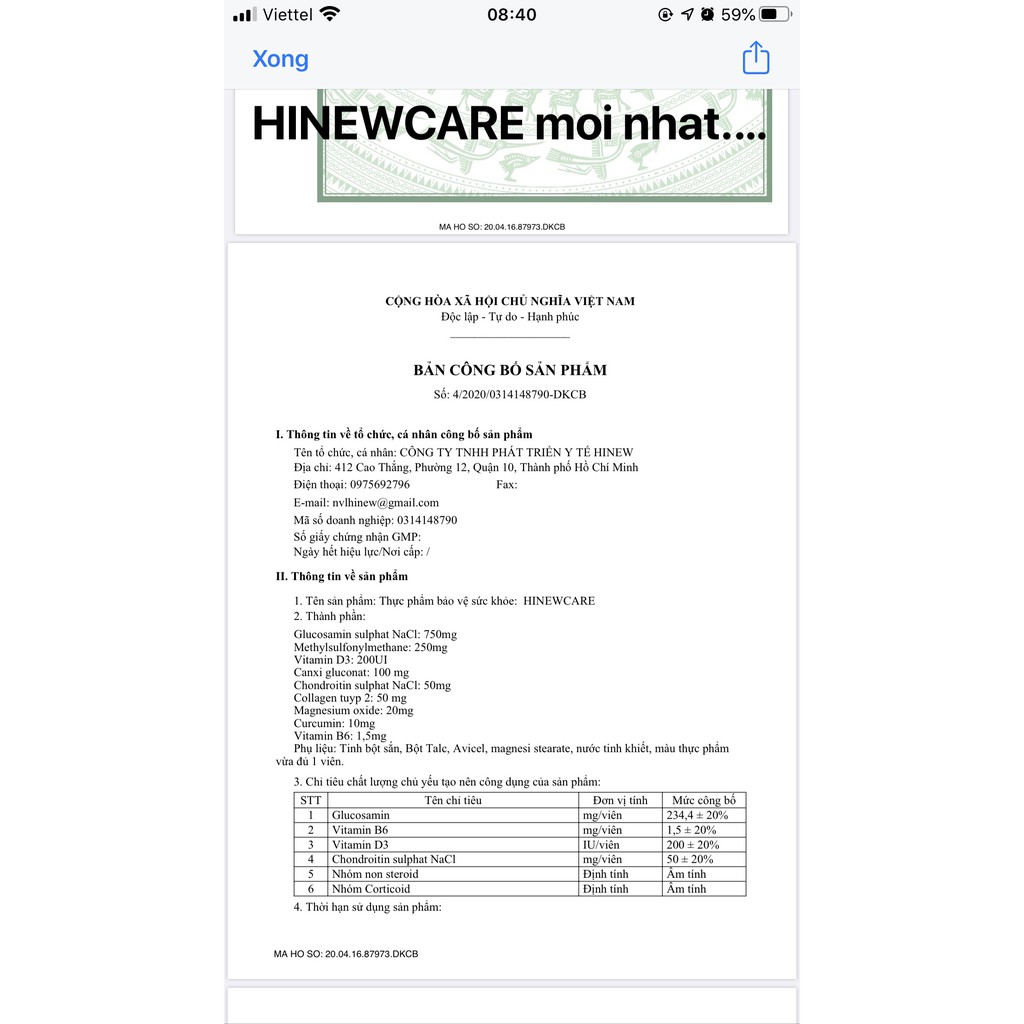 HINEWCARE - Hỗ trợ giúp khớp vận động linh hoạt, giảm đau mỏi,chống thoái hóa khớp hộp 60 viên