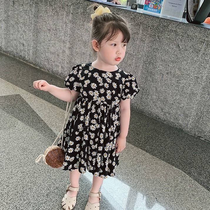 Đầm Công Chúa Chất Liệu Chiffon In Họa Tiết Hoa Cúc Phong Cách Phương Tây Thời Trang Mùa Hè Mới Cho Bé Gái