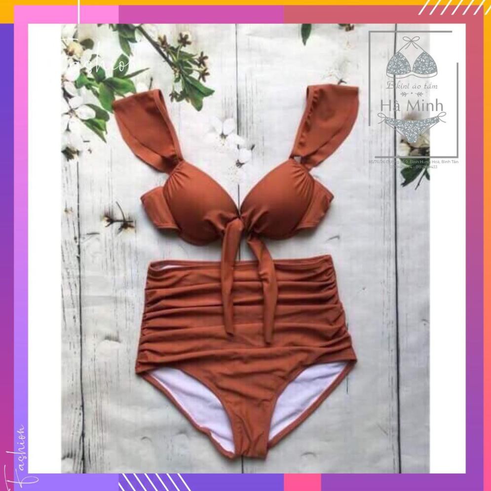 [Xưởng May Bikini Hà Minh] Bikini, Đồ Bơi Đi Biển Hai Mảnh Cánh Tiên Nơ Cạp Cao Cam Đất Secxy AG0810 ODERI  ྇