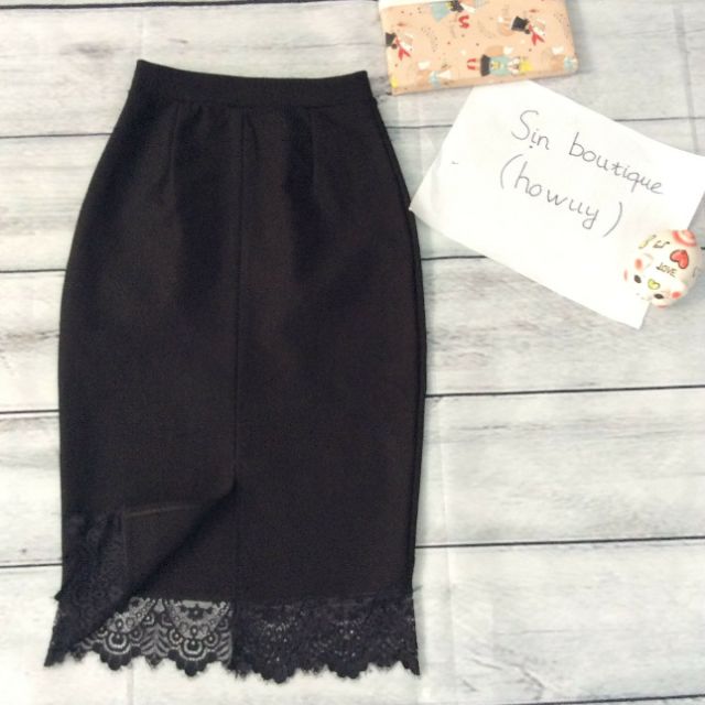 Chân váy bút chì phối ren | BigBuy360 - bigbuy360.vn