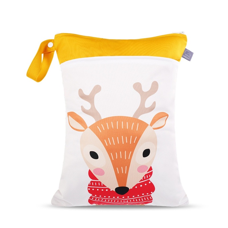 Túi Đựng Tã Em Bé Chống Thấm Nước Có Khóa Kéo In Họa Tiết Hoạt Hình