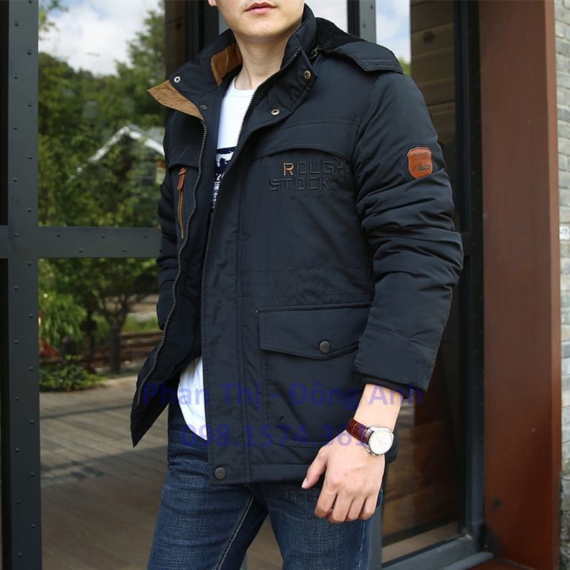 Áo khoác nam lót lông 3 lớp, áo parka nam, chống nước, chống thấm, chắn gió giữ nhiệt