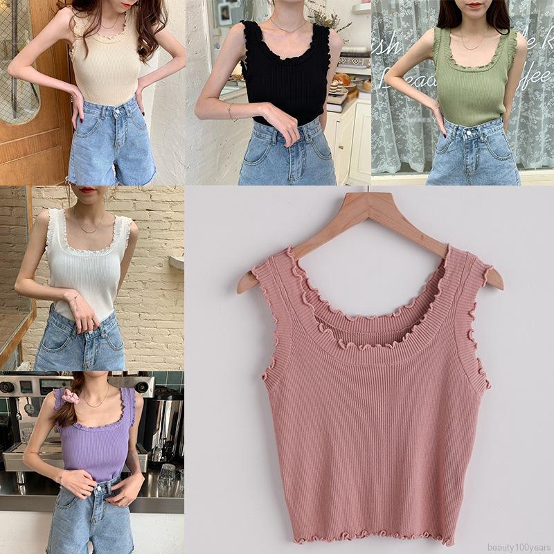 Áo không tay dệt kim dáng ôm màu trơn gợi cảm cho nữ | BigBuy360 - bigbuy360.vn