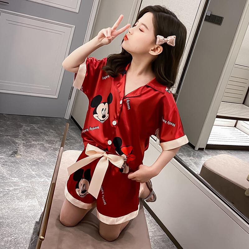 C276006 - Bộ pyjama bé gái chất lụa hàng nhập