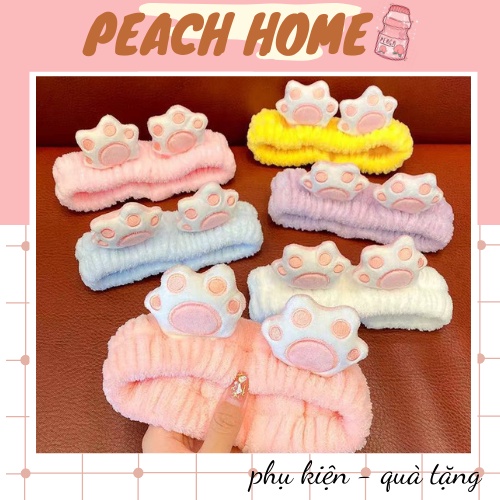 Băng Đô Rửa Mặt Hình Chân Mèo Ngộ Nghĩnh Cute Mềm Mịn Nhiều Màu Hot Trend Cài Tóc Chân Gấu Mèo Thỏ Xinh Xắn Dành Cho Nữ