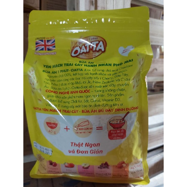 3 bịch OATTA - YẾN MẠCH TRÁI CÂY- HẠNH NHÂN, PHÔ MAI 800G (tặng 1 bát sứ cao cấp)