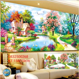 Tranh đính đá phong cảnh tuyệt đẹp kt 150*70cm