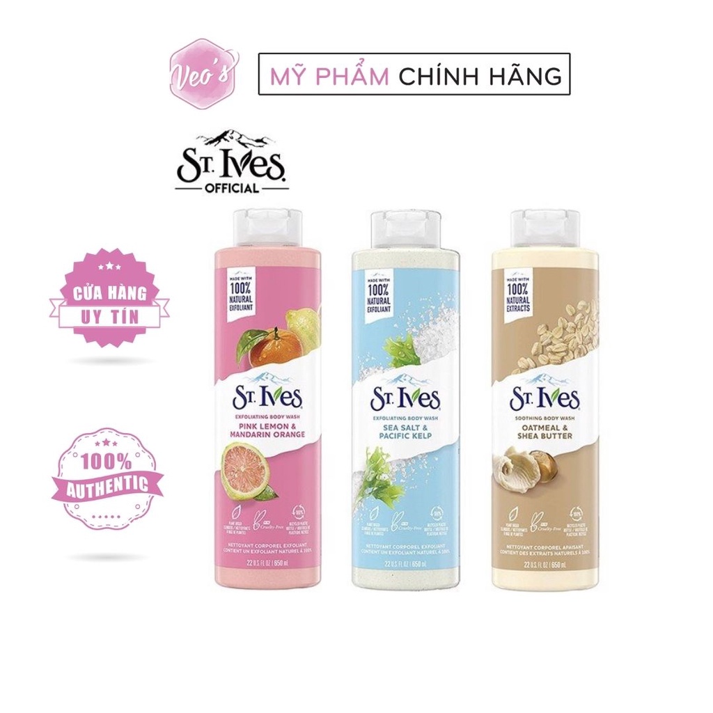 [Mẫu mới 2021] Sữa tắm dưỡng da, tẩy tế bào chết St.Ives Body Wash