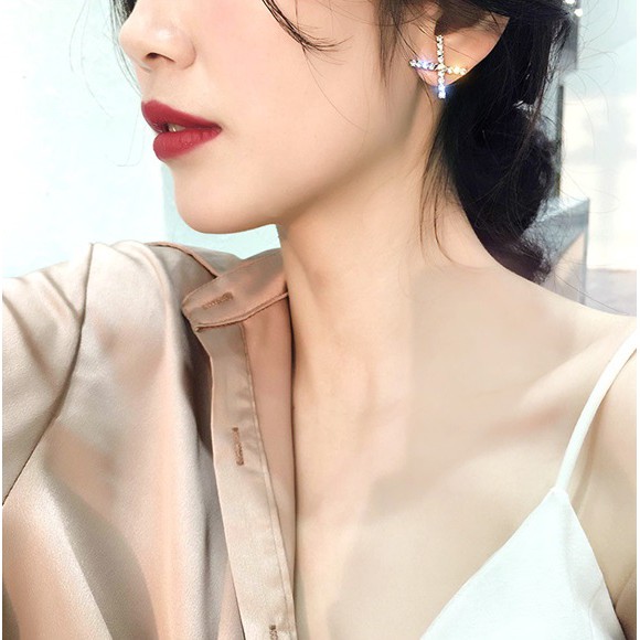 Bông tai họa tiết chữ X đính đá lấp lánh BT104