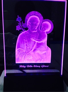 Tranh điện công giáo đèn LED : Thánh Giuse Bế Chúa , nhiều kích thước