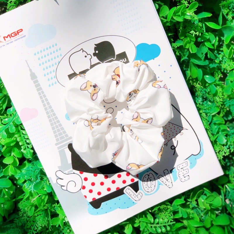 Buộc tóc SCRUNCHIES hoạt hình hoạ tiết thú cưng dễ thương