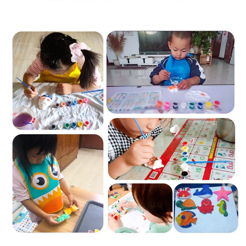 SABUY Tự làm Sơn Thạch cao Búp bê Trẻ em Tranh Vẽ Mô hình Thạch cao Đồ chơi