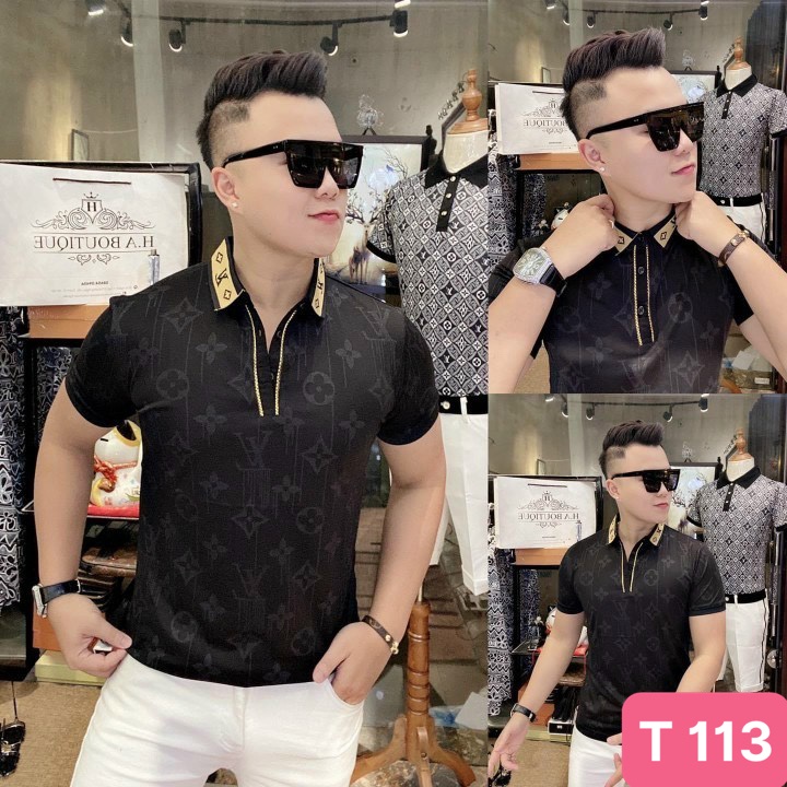 Áo thun nam polo cổ trụ màu đen chất vải cotton dày dặn co giãn tay ngắn, phông nam đẹp Havado999 nhiều mẫu
