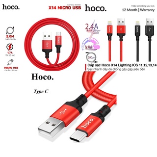 cáp sạc IPdây dù siêu bền hoco x14 dài 1m/2m