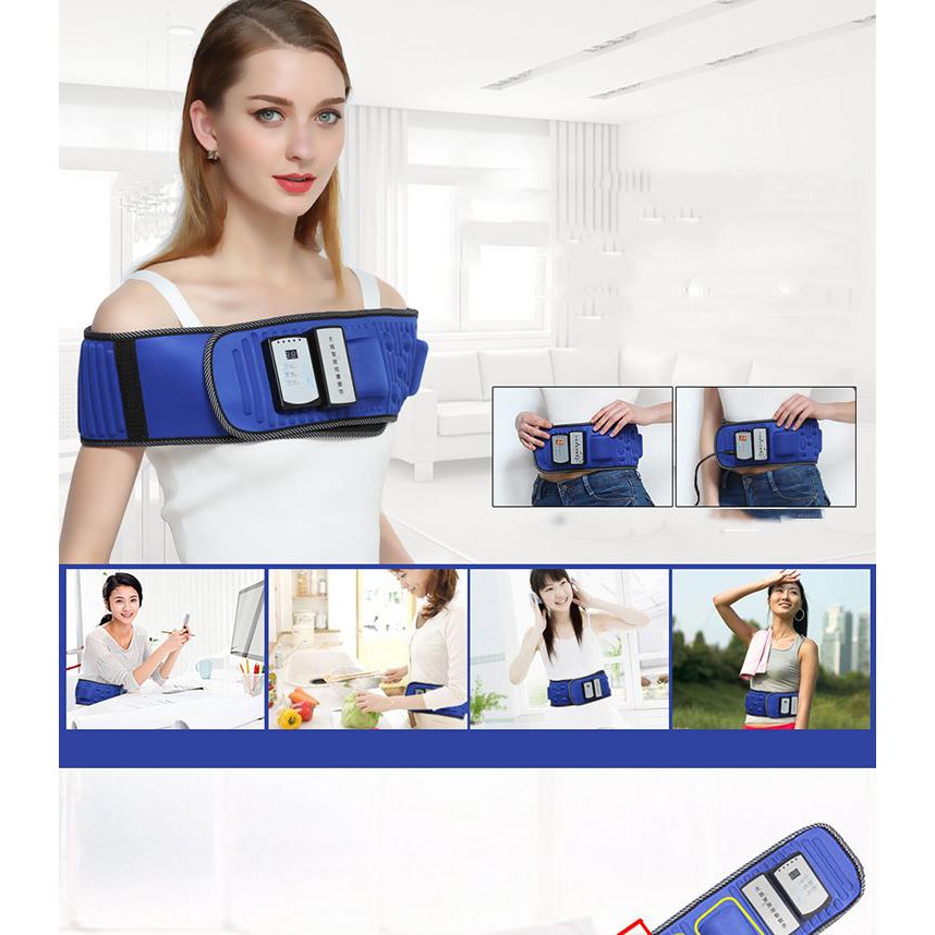 Đai massage, máy tập bụng X6, Máy matxa giảm mỡ bụng Tặng kem thước dây