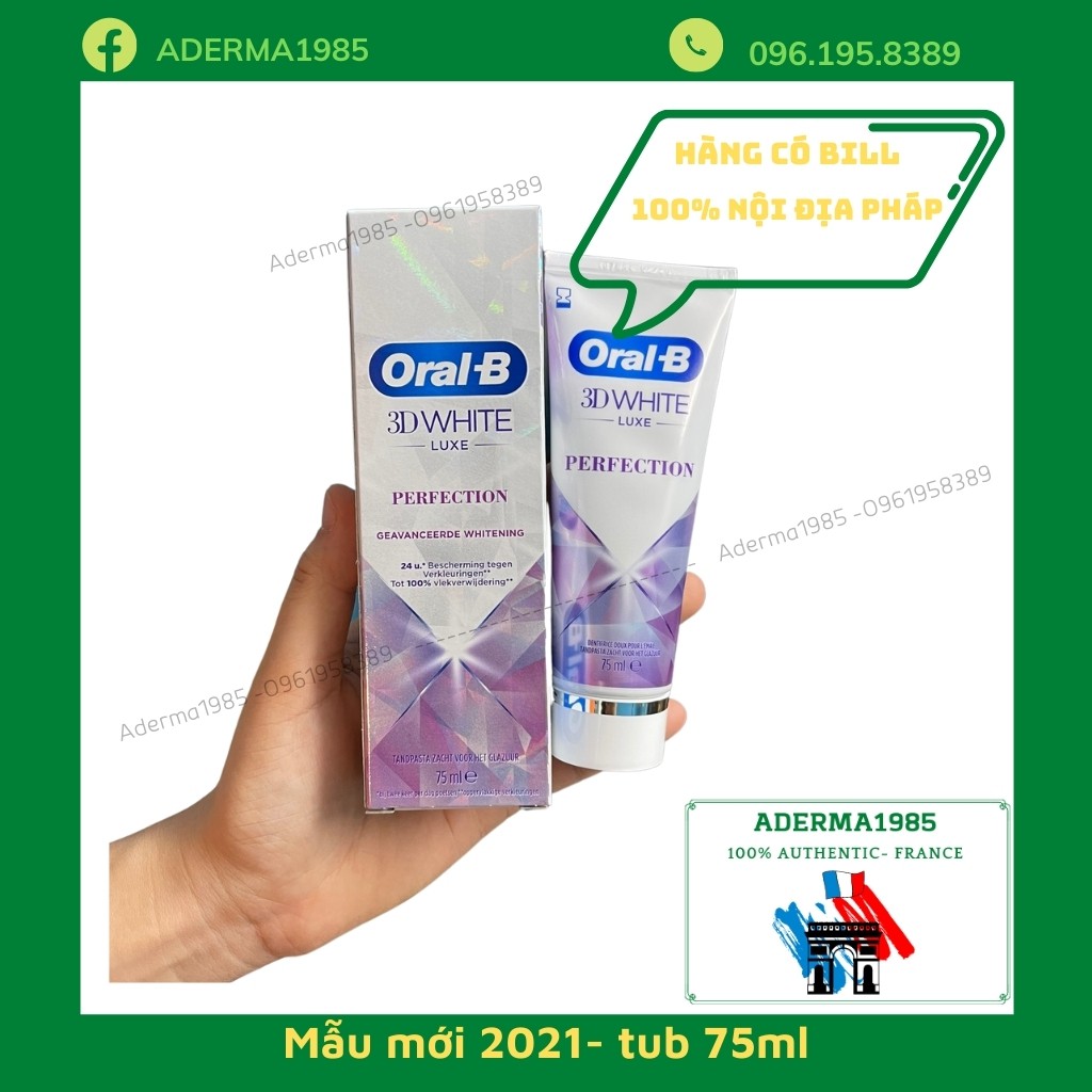 Kem đánh trắng răng oral b 3D white giúp cải thiện tình trạng ô vàng và làm trắng răng chỉ sau 7 ngày,oralb hàng Pháp