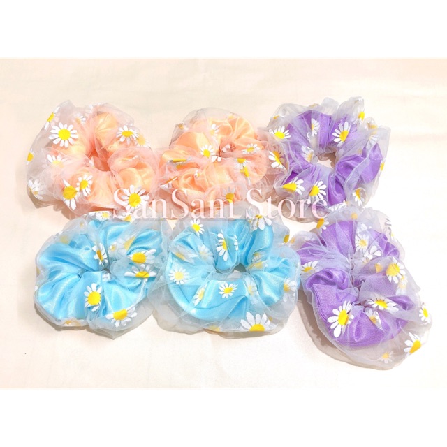 (Ảnh thật shop chụp) Cột tóc scrunchie 2 lớp hoa cúc