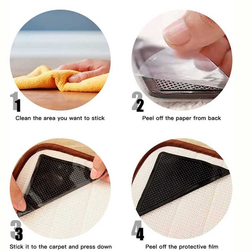Miếng Dán Cố Định Thảm Lót Sàn Hình Tam Giác Bằng Pu Chống Trượt