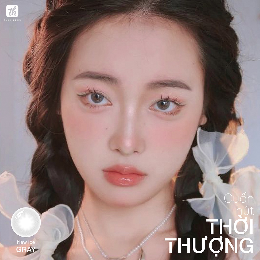 Kính áp tròng THUY LENS cho mắt cận màu xám tự nhiên độ cận từ 0 - 8 New Ice Gray
