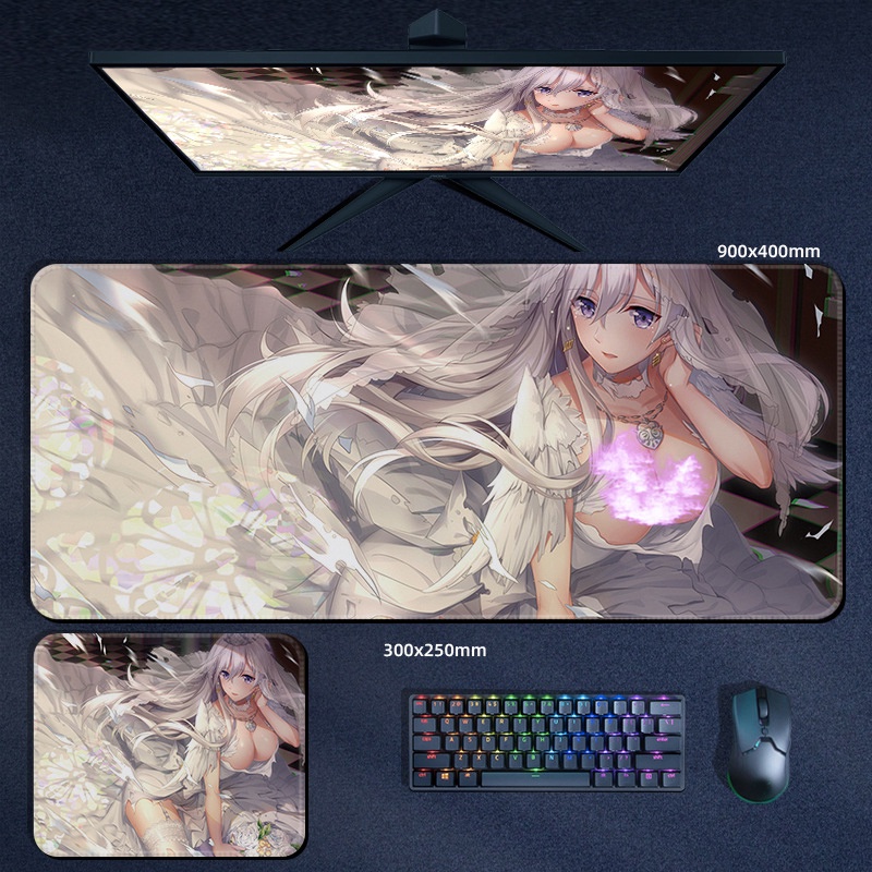 Tấm Lót Chuột Và Bàn Phím In Hình Game Azur Lane Cỡ Lớn 90*40cm
