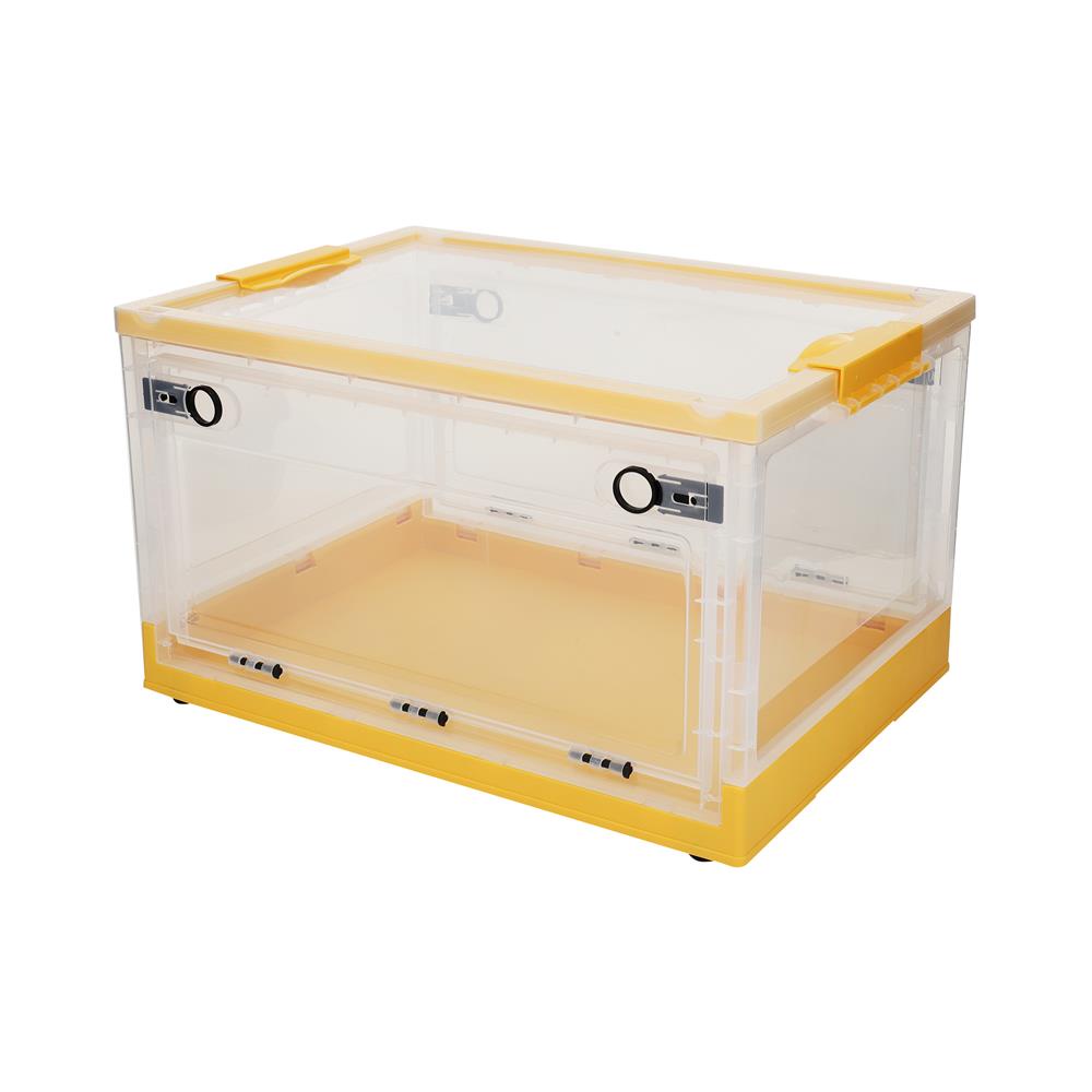 HomeBase STACKO Thùng nhựa đa năng có nắp, bánh xe, có thể gấp lại INE W51xH30.5xD36cm màu vàng/trắng trong
