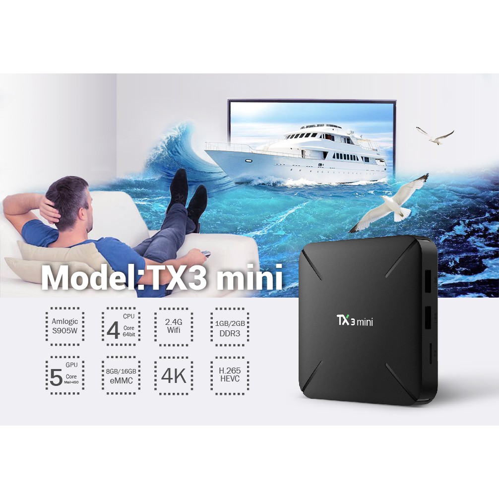 Android Tivi Box TX3 mini -H - BH 2 năm, 2G Ram và 16G bộ nhớ trong - MyK+, AndroidTV