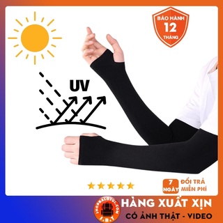 Gang tay chống nắng nam nữ ống bao tay xỏ ngón hở ngón dùng chơi thể thao để lái xe đi phượt chất liệu vải co dãn