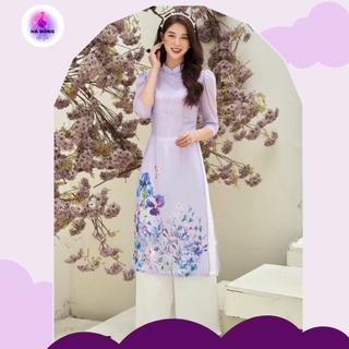 🎁 Áo dài cách tân màu tím 🎁 áo in họa tiết chân tà độc đáo 🎁 full size