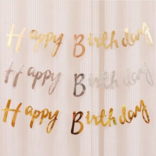Dây chữ HAPPY BIRTHDAY cách điệu ép kim vàng, bạc, hồng